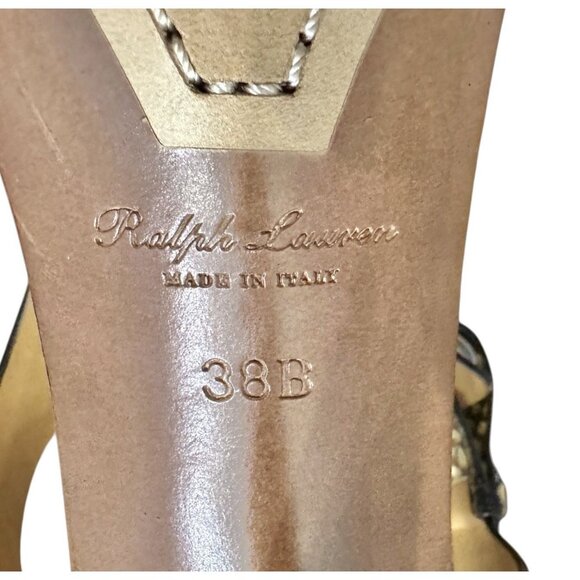 RALPH LAUREN Emilie Snakeskin Heels Open Toe Size 7 Designer - Picture 6 of 6